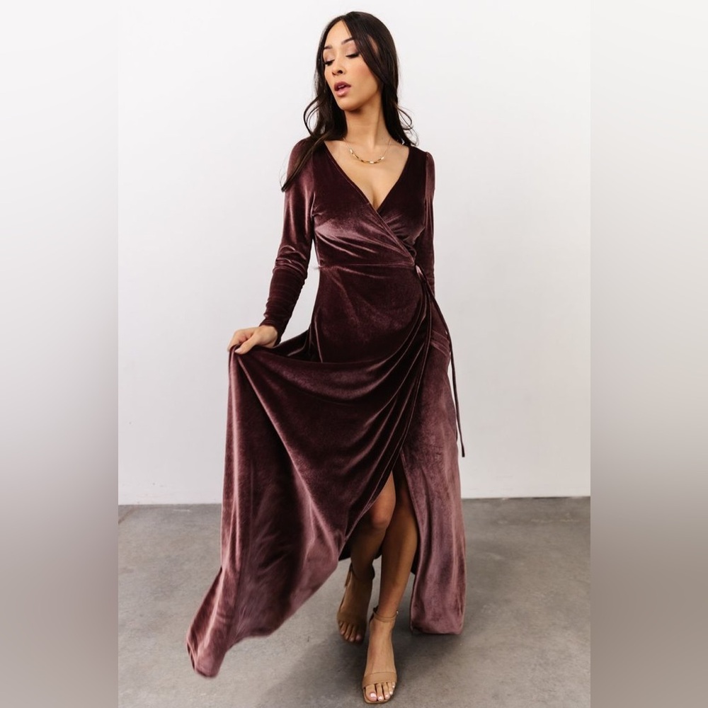 Baltic Born Velvet Maxi Dress in Rich Burgundy